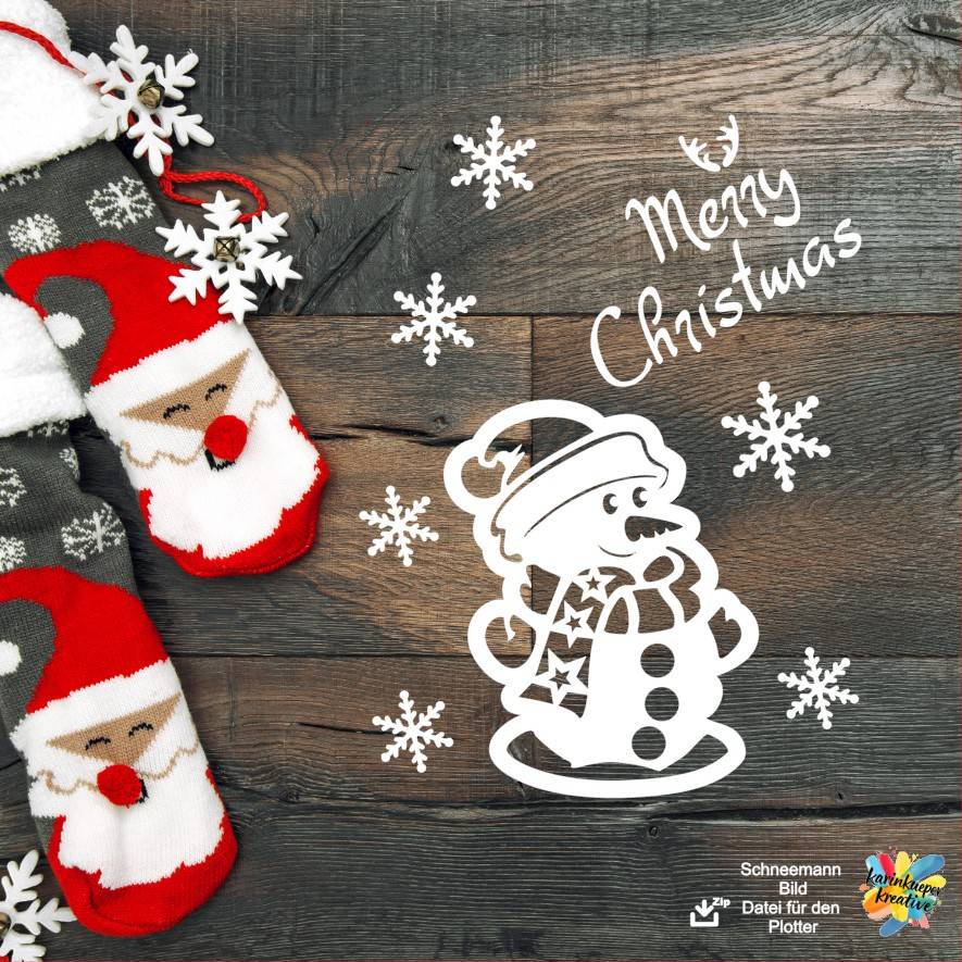 Plotter / Lasercutter / 3D-Druck Schneemann Bild SVG & DXF & STL Dateiformate Bild 1