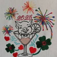 Stickdatei Silvester 2025 Schweinchen 13x18 cm Bild 5