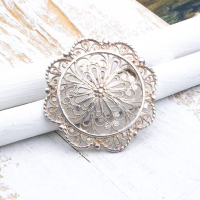 wunderschöne, filigrane, antike silber Brosche, Weihnachtsgeschenk