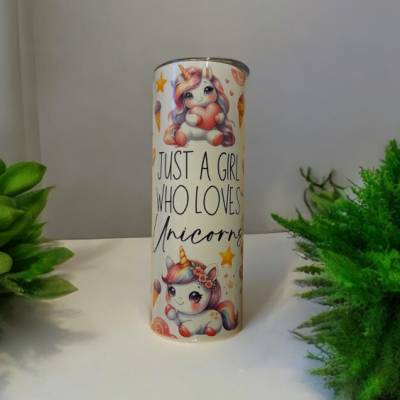 Edelstahl-Becher, Thermobecher, Tumbler 20 oz, Einhorn_1,-sublimiert