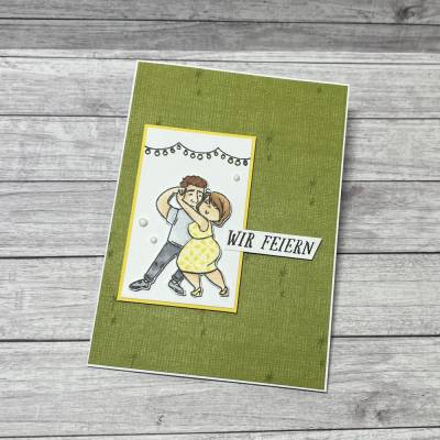Einladungskarten Geburtstag etc. Einladung „Wir feiern“ Party Tanzen tanzendes Paar Anlass Karten Handmade Stampin‘ Up!