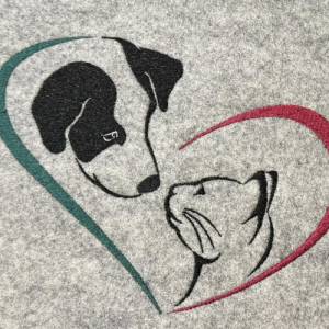 Stickdatei Hund Katze Herz Set 14x14,20x20,20x26 cm Bild 2