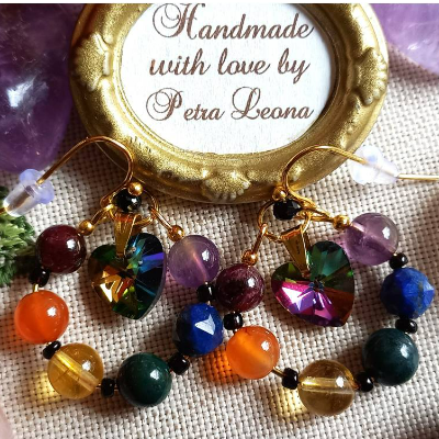 LGBTQ+ kleine HOOP-Ohrringe Edelstein PRIDE Flagge Regenbogen Valentins-/Mutter-/Vatertag Schmuck HERZ Creolen Boho