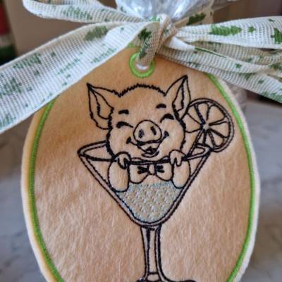 Stickdatei Anhänger Schweinchen 9x11 cm