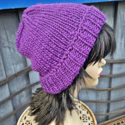 Beanie Mütze**reine Schurwolle***lila