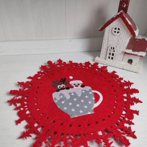 Stickdatei Tasse mit Weihnachtsmann und Rentier Aplikation und Vollstick Variante in 13x18,20x20,20x26 cm Bild 6