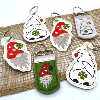 Stickdatei ITH Wichtel Glück Anhänger verschiedene Varianten