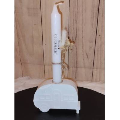 Wohnwagen Dekoration mit Kerze