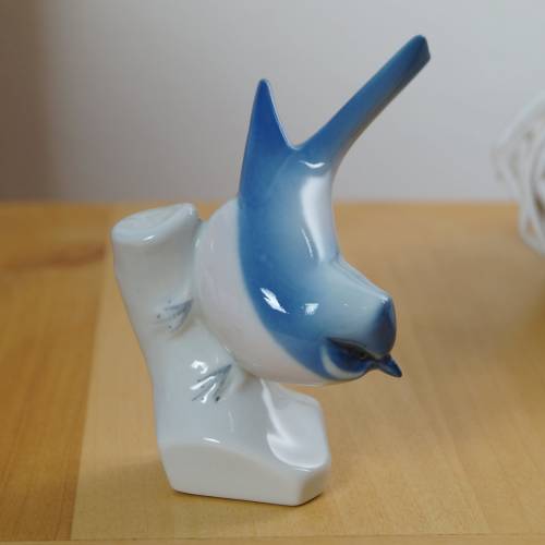 Kleine Blaumeise Porzellanfigur Zsolnay Porzellanmanufaktur Ungarn vintage Figurine András Sinkó Vögel Porzellan Figur