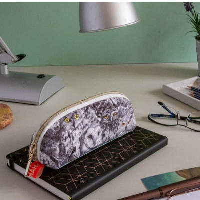 Handgemachtes Mäppchen mit Eulen – hell, charmant & praktisch | Ordnung für Büro, Schule & Kosmetik