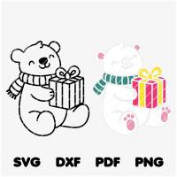 Plotterdatei „Eisbär mit Geschenk“ – SVG, DXF, PNG, PDF für kreative Weihnachtsprojekte Bild 5