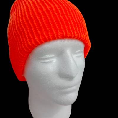 gehäkelte edle Wintermütze, Neonorange, aus Acry, Unisex, Erwachsene