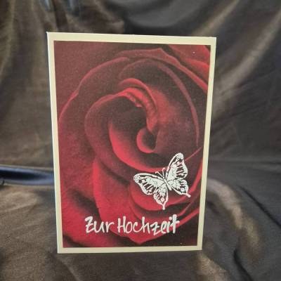 Hochzeitskarte / Rosenmotiv / Schmetterlingsmotiv / zur Hochzeit / romantische Hochzeitskarten