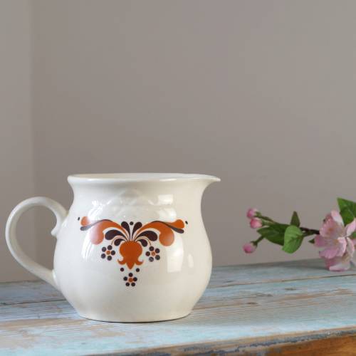 Henkelkrug Krug 0,6 L Keramik DDR VEB Steingutwerk Torgau Milchkrug Kanne weiß vintage Milchkanne Krug Landhausküche