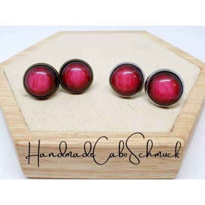12mm Cabochon Ohrringe rot weinrot dunkelrot