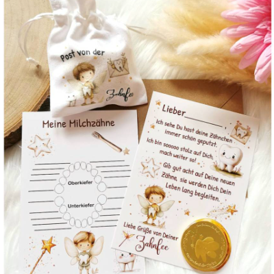 Brief von der Zahnfee Junge Post Zahnfee Urkunde Zertifikat Taler Münze
