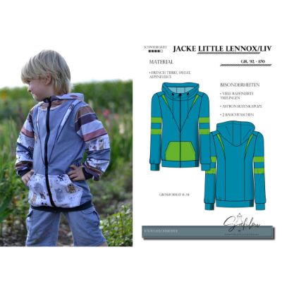 Jacke Little Lennox/Liv – PDF-Schnittmuster Gr. 92-170 | Stylische Kinderjacke mit Astronautenkapuze | Raffinierte Teilu