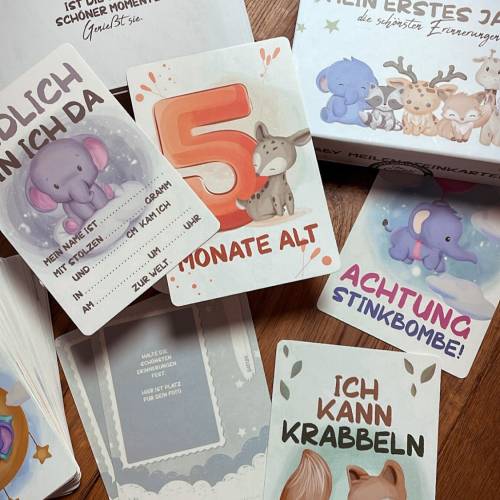 Baby Meilensteinkarten für Junge und Mädchen mit Geschenkbox