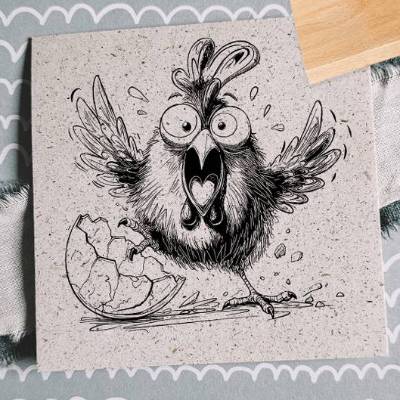 Verrücktes Huhn Holzstempel | Hochwertiger Stempel | 1207