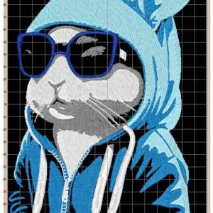 Maschinen Stickdatei - Osterhase cool Color Lichteffekt  15-16*26cm, JEF 20*17cm Bild 2