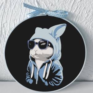 Maschinen Stickdatei - Osterhase cool Color Lichteffekt  15-16*26cm, JEF 20*17cm Bild 8