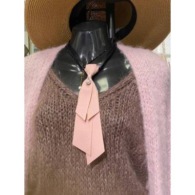 Elegante Damenkrawatte  verstellbare Krawatte Rosa mit Perle Accessoire stillvolle Krawatte