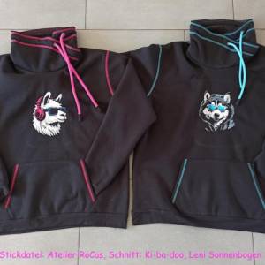 Maschinen Stickdatei - Lama cool Color Lichteffekt 12-14*18cm Bild 7