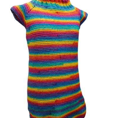 Gehäkeltes Pulloverkleid Happy Style S-M – ÖKO TEX, Unikat, kuschelig