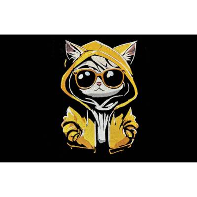 Maschinen Stickdatei - Katze cool Color Lichteffekt 20x26-30cm, 21*40cm EXP