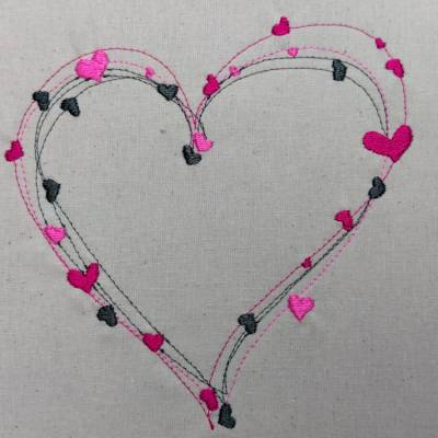 Stickdatei Herz Valentine – Filigranes Herz für 12-14x18cm Rahmen, dreifarbig, ideal für Valentinstag & Muttertag