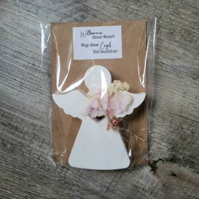 Schutzengel zur Geburt / Herzlich Willkommen / Kleiner Mensch / Karte mit Engel