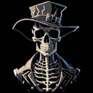 Maschinen Stickdatei - Skelett mit Hut Lichteffekt 12-14x18cm Bild 1