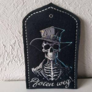 Maschinen Stickdatei - Skelett mit Hut Lichteffekt 12-14x18cm Bild 5