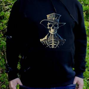 Maschinen Stickdatei - Skelett mit Hut Lichteffekt 12-14x18cm Bild 6