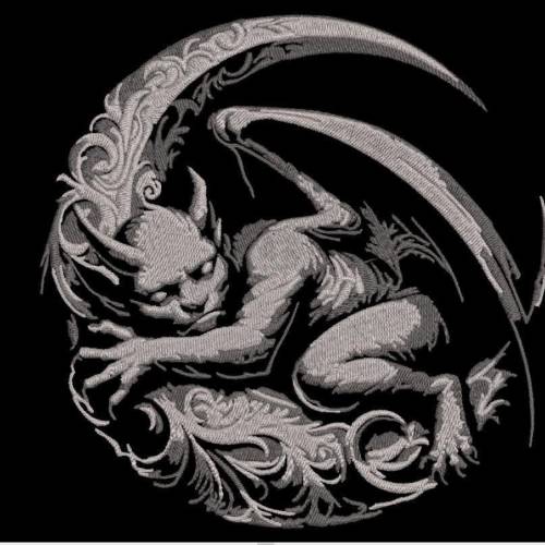 Maschinen Stickdatei - Gargoyle Lichteffekt 18*18cm bzw. 20*20cm