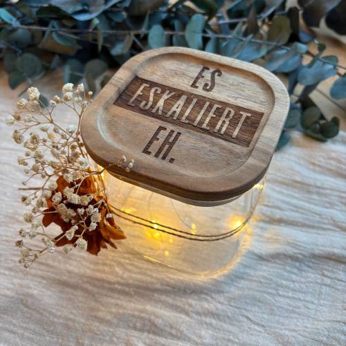 Glas mit Akaziendeckel 680ml oder 1.100ml personalisierbar Geschenkverpackung Geschenkidee