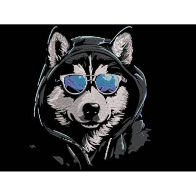 Maschinen Stickdatei - Husky cool Lichteffekt 15-16*26, 20*17 (JEF)