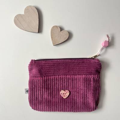 KrimsKramsTäschchen mit HERZ aus Breitcordjersey Kleinigkeiten von zimtblüte