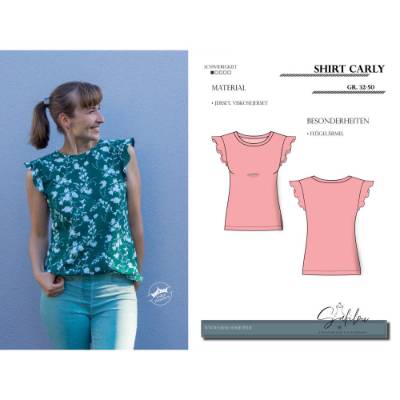 Carly Shirt Schnittmuster – Sportlicher Chic in den Größen 32-50 | Mit trendigen Flügelärmeln für einen modernen Look