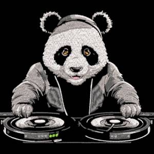 Maschinen Stickdatei - Panda DJ Lichteffekt 12-14*18cm Bild 1