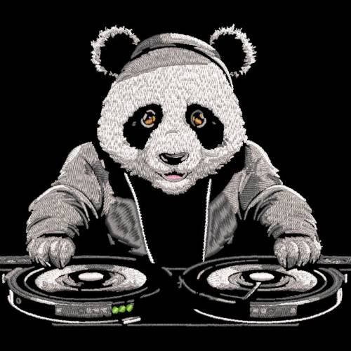 Maschinen Stickdatei - Panda DJ Lichteffekt 12-14*18cm