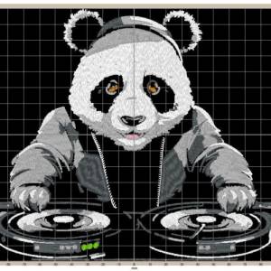 Maschinen Stickdatei - Panda DJ Lichteffekt 12-14*18cm Bild 2