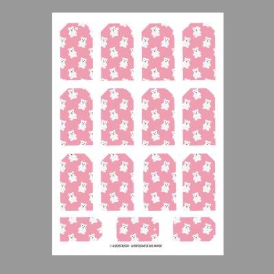 Geschenkanhänger rosa Bärchen, 15 St. in 2 Größen zum ausdrucken und ausschneiden A4