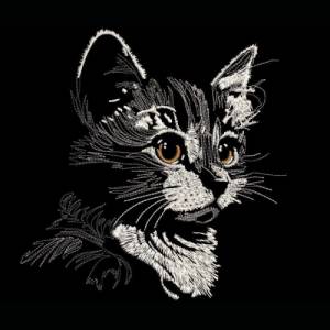 Maschinen Stickdatei - Katze Konturen grau Lichteffekt 12-14x18cm Bild 1