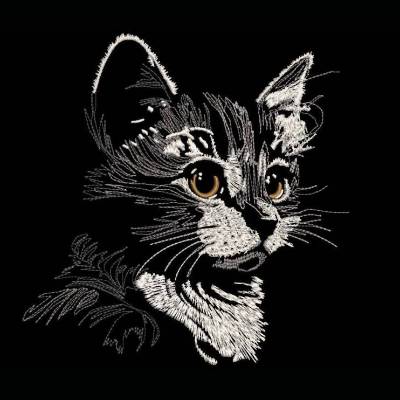 Maschinen Stickdatei - Katze Konturen grau Lichteffekt 12-14x18cm