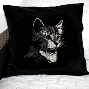 Maschinen Stickdatei - Katze Konturen grau Lichteffekt 12-14x18cm Bild 6