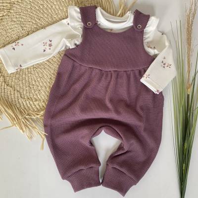 Strampler / Langarmshirt Größe 68 Baby Mädchen lila Strickjersey Vögel 