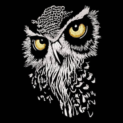 Maschinen Stickdatei - Eule Gesicht Lichteffekt 12-14x18cm