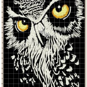 Maschinen Stickdatei - Eule Gesicht Lichteffekt 12-14x18cm Bild 2