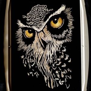 Maschinen Stickdatei - Eule Gesicht Lichteffekt 12-14x18cm Bild 4